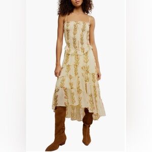 Free People Alejandra Smocked Bodice Tiered Sundress Med NWT